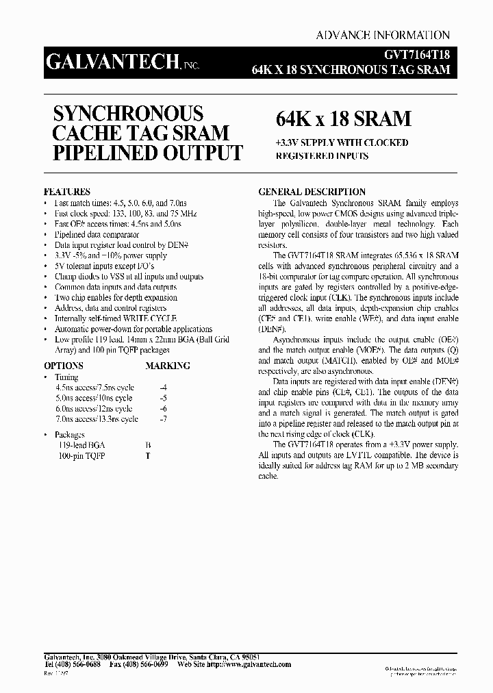 GVT7164T18_308676.PDF Datasheet