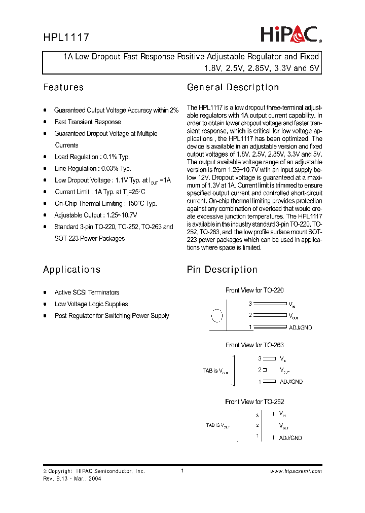 HPL1117V_199212.PDF Datasheet