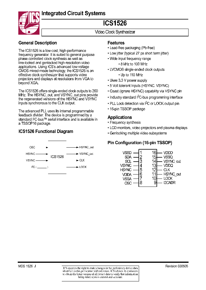 ICS1526_364178.PDF Datasheet