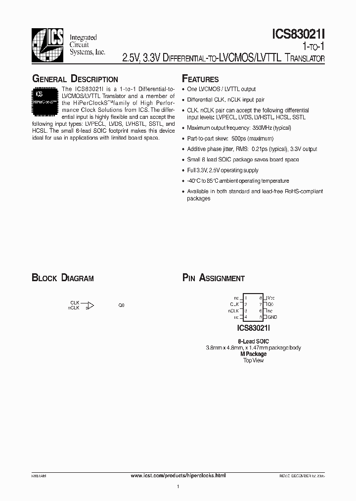 ICS83021AMILF_315761.PDF Datasheet