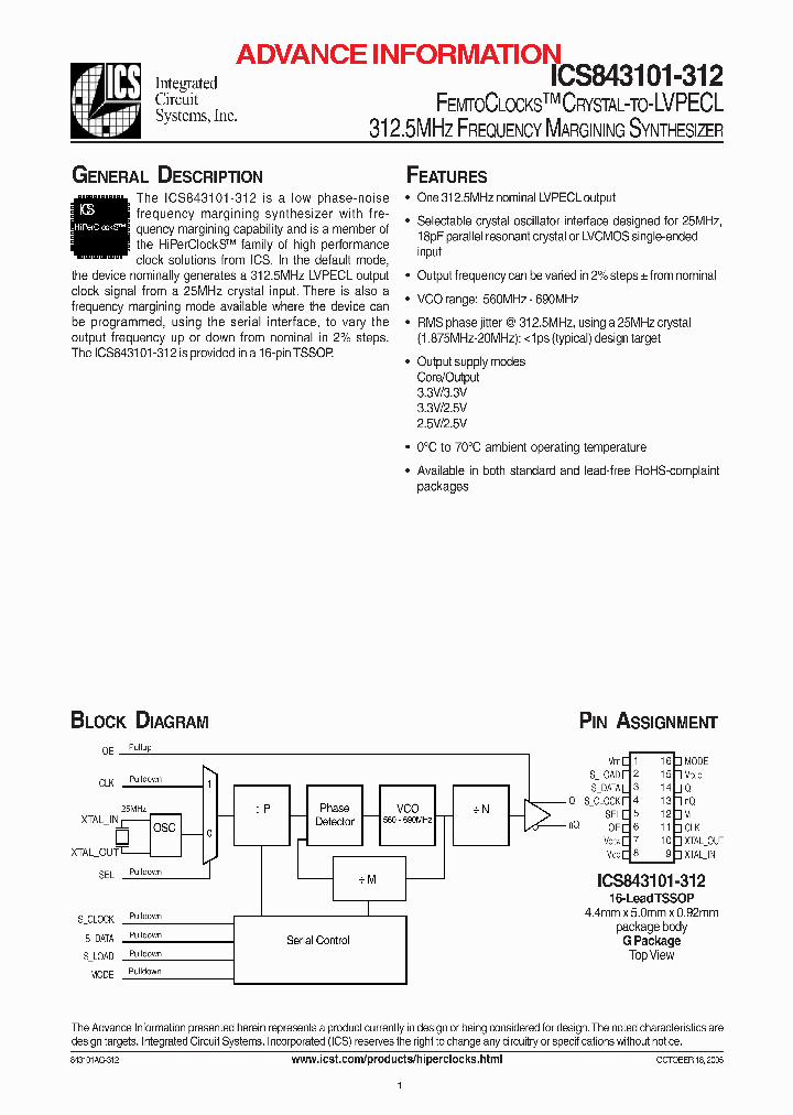 ICS843101-312_327104.PDF Datasheet