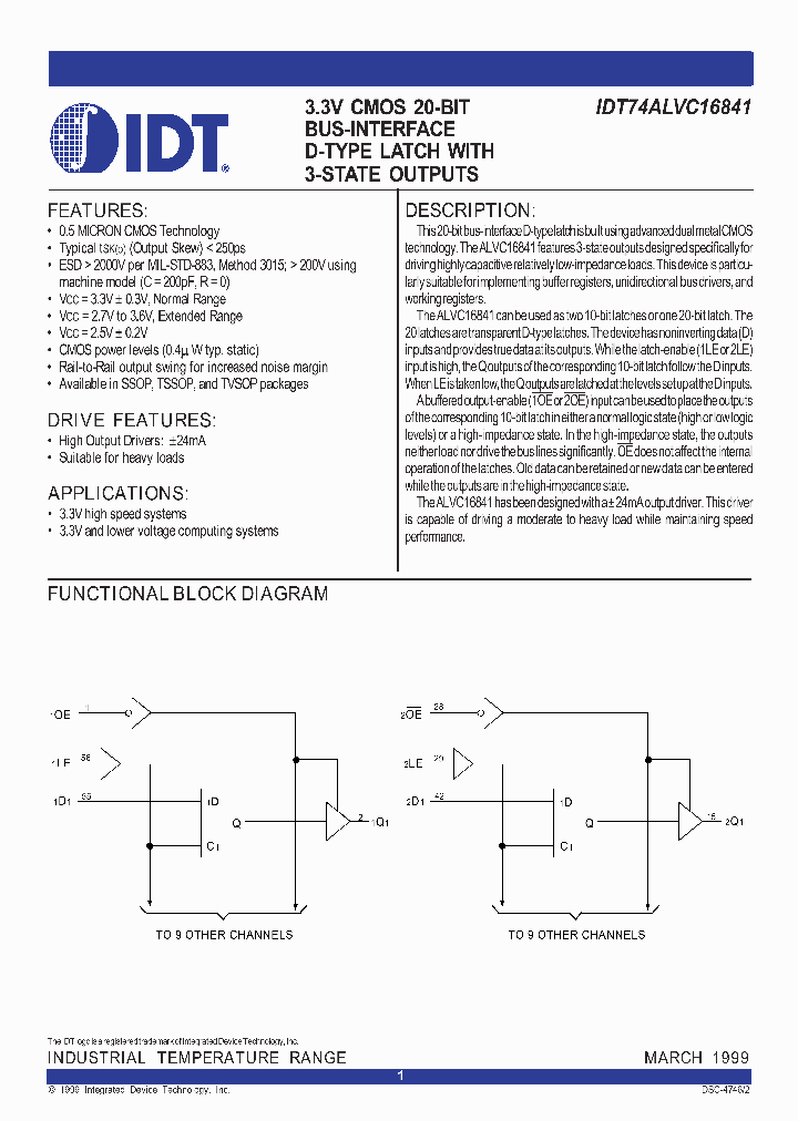 IDT74ALVC16841_309892.PDF Datasheet