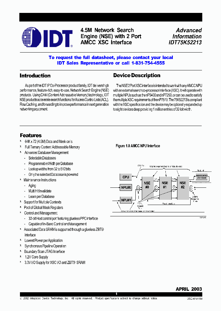 IDT75K52213_310805.PDF Datasheet