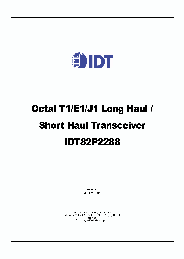 IDT82P2288_199895.PDF Datasheet