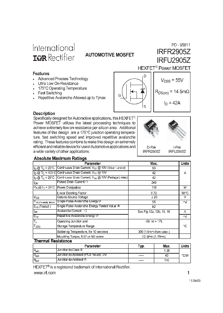 IRFU2905Z_62482.PDF Datasheet