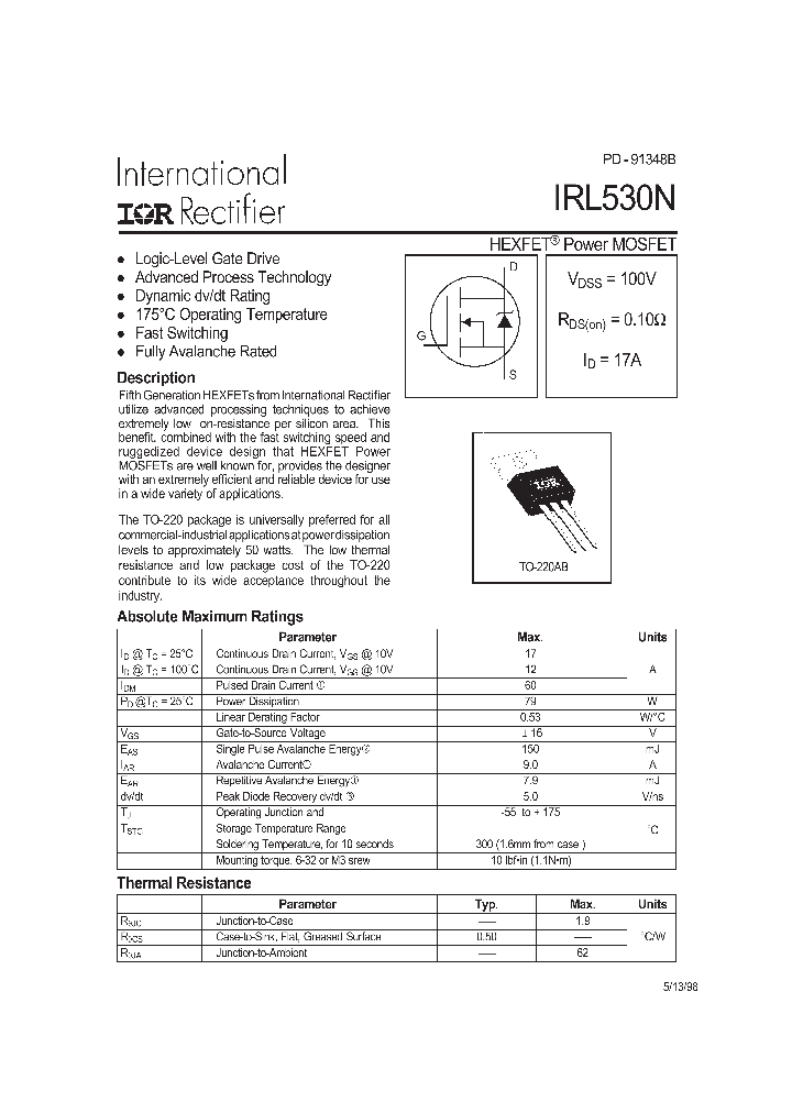IRL530N_196422.PDF Datasheet
