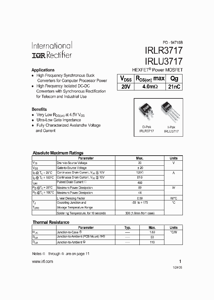 IRLU3717_334086.PDF Datasheet