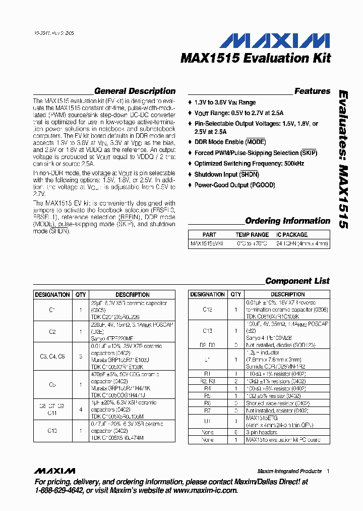 MAX1515EVKIT_364225.PDF Datasheet