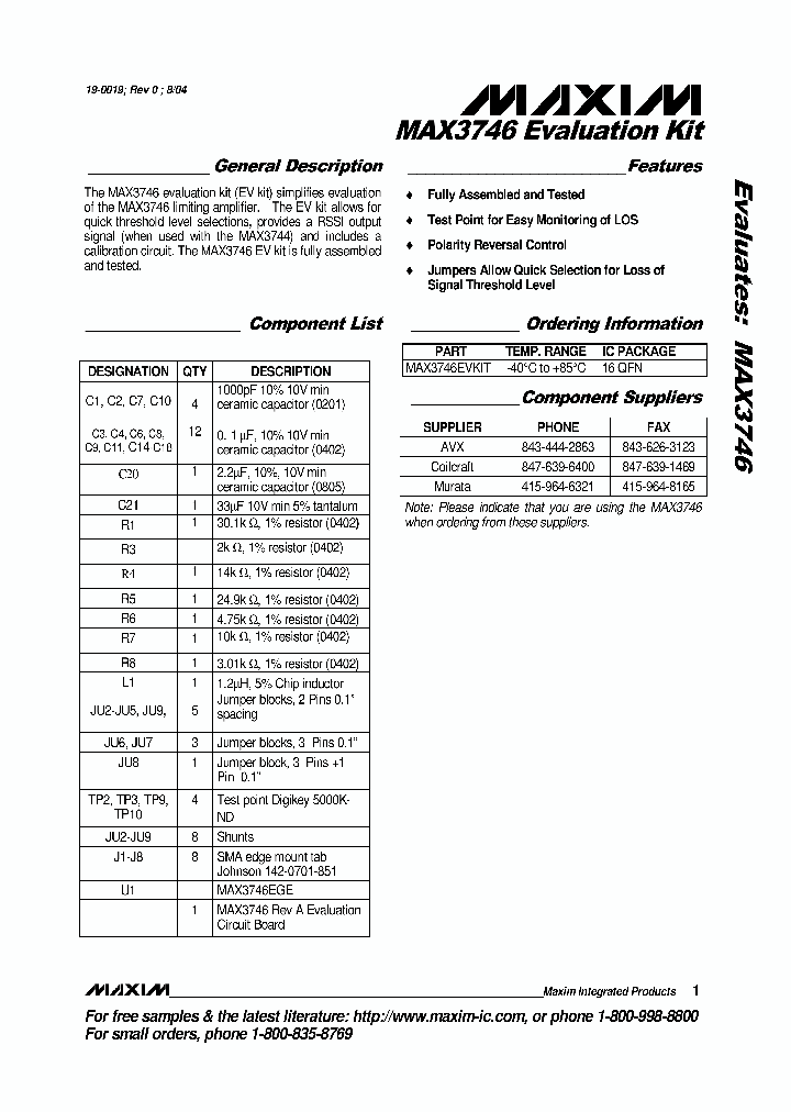 MAX3746EVKIT_377514.PDF Datasheet