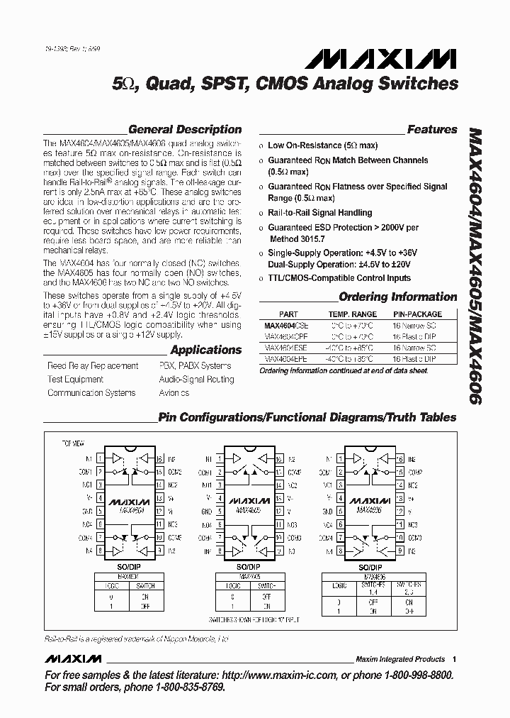 MAX4605_291101.PDF Datasheet