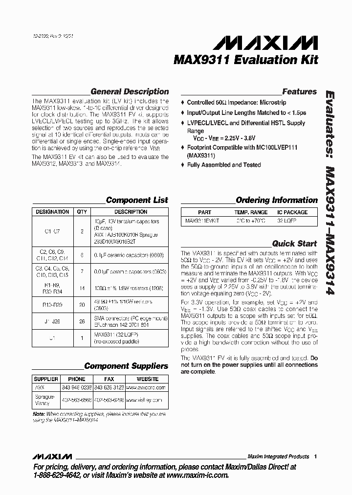 MAX9311EVKIT_192852.PDF Datasheet