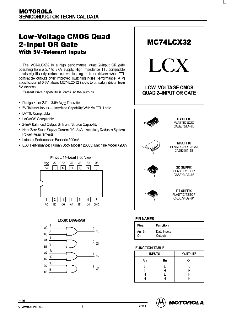 MC74LCX32_215518.PDF Datasheet