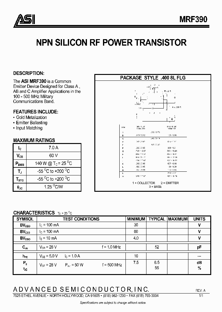 MRF390_362239.PDF Datasheet