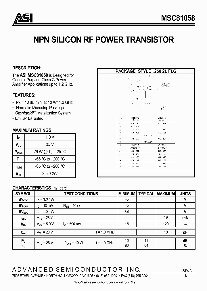 MSC81058_331544.PDF Datasheet