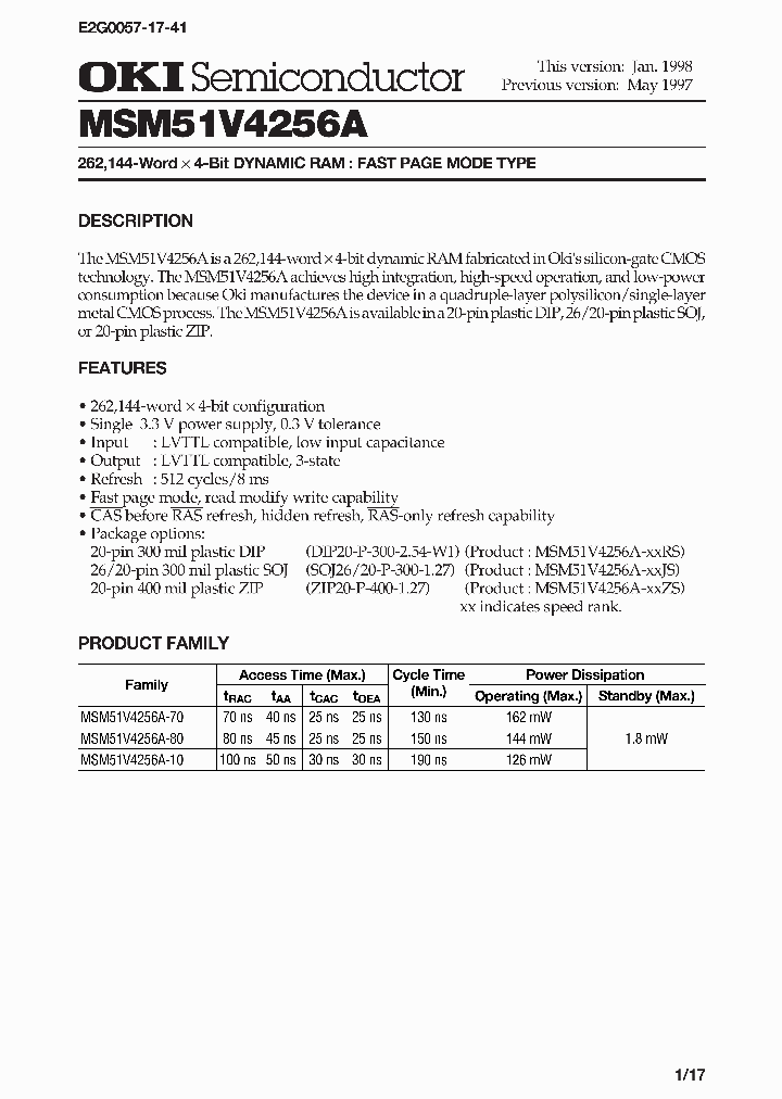 MSM51V4256A_311640.PDF Datasheet