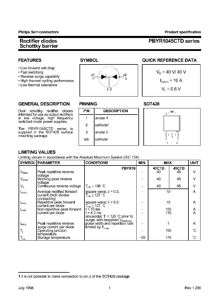 PBYR1040CTD_181216.PDF Datasheet