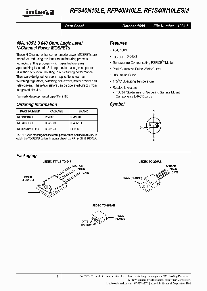 RFP40N10LE_198926.PDF Datasheet