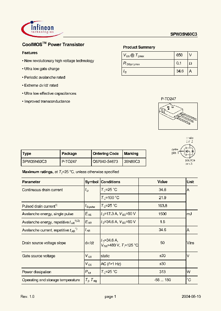 SPW35N60C3_344010.PDF Datasheet