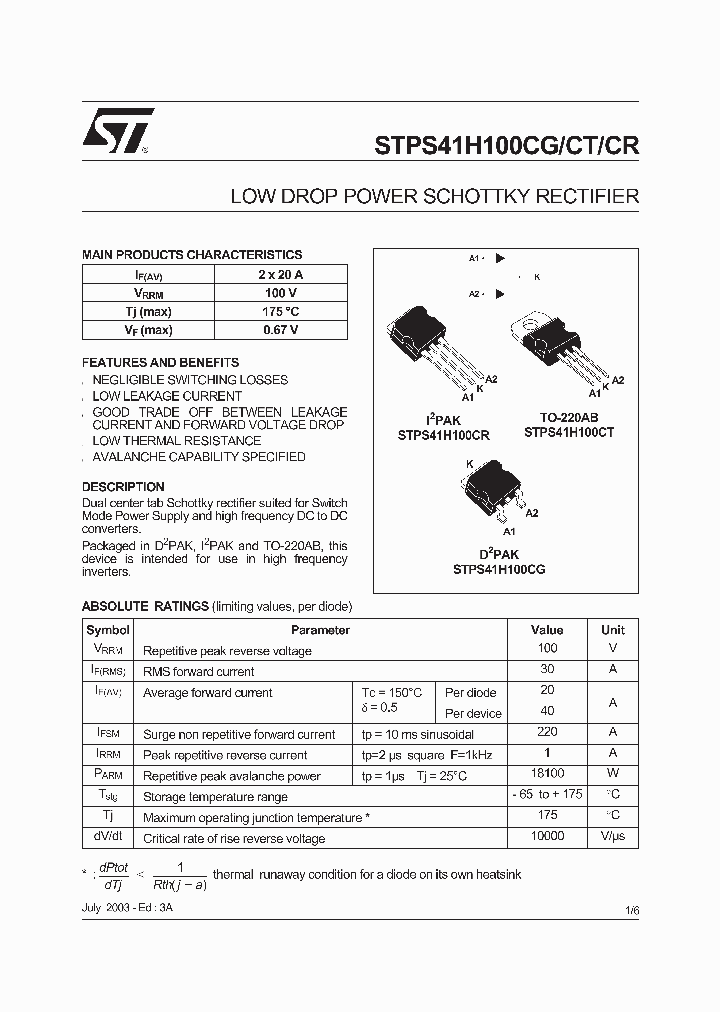 STPS41H100CT_317965.PDF Datasheet