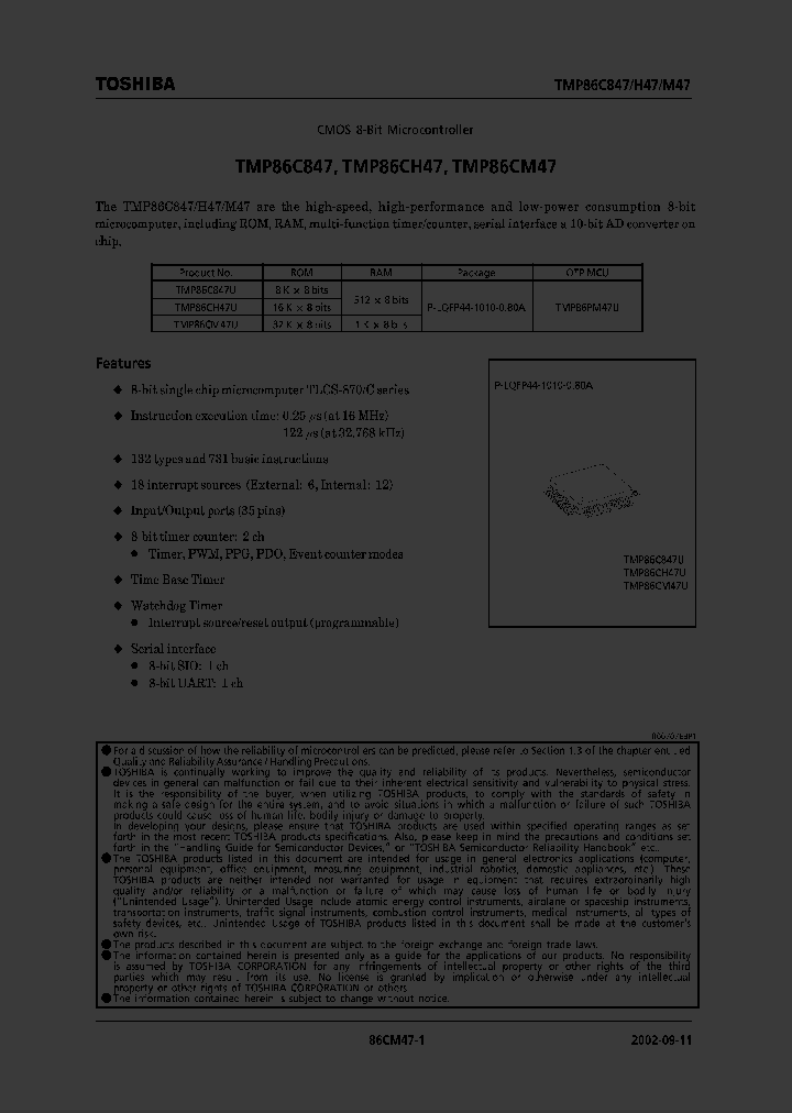TMP86C847_40158.PDF Datasheet