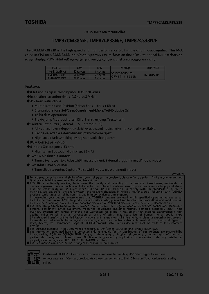 TMP87CS38N_188893.PDF Datasheet