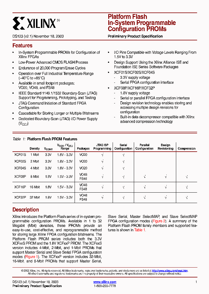 XCF01_307809.PDF Datasheet