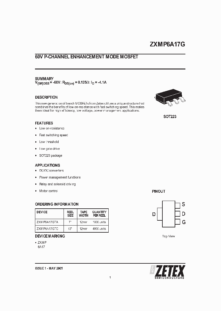 ZXMP6A17G_364770.PDF Datasheet