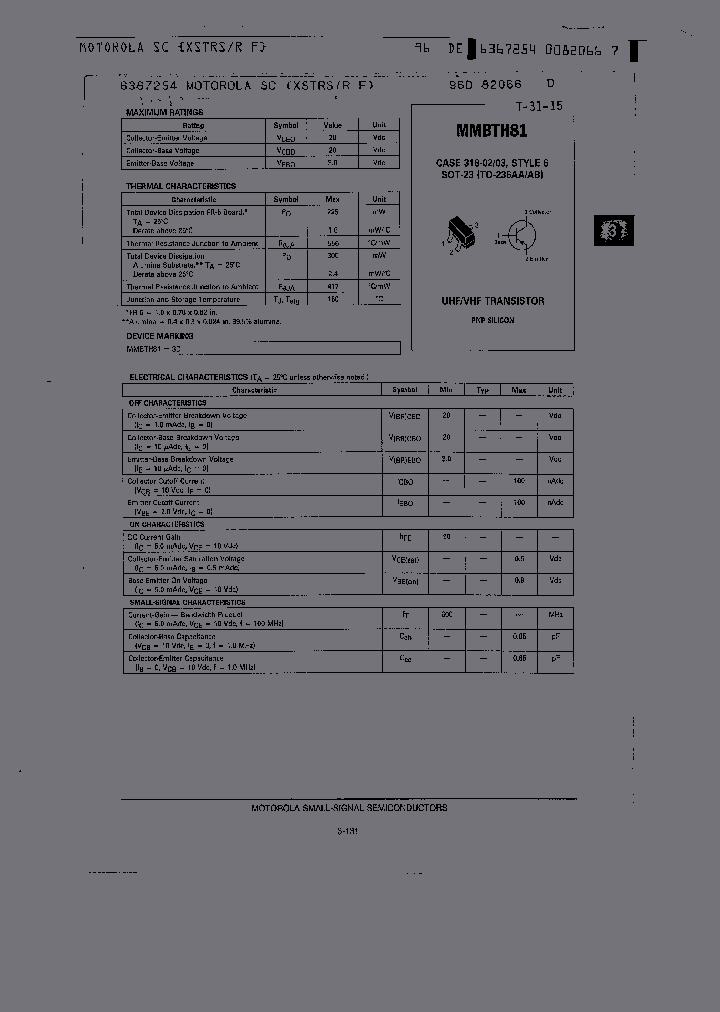 MMBTH81_68548.PDF Datasheet