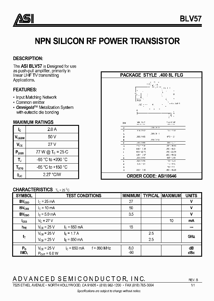 BLV57_396980.PDF Datasheet