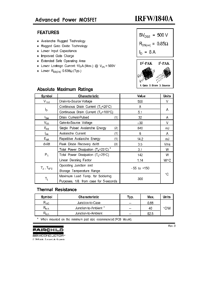 IRFW840A_392392.PDF Datasheet