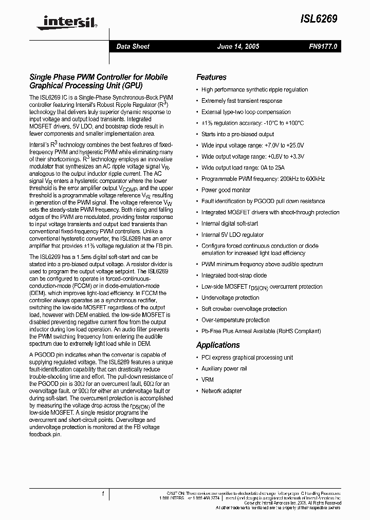 ISL6269CRZ_407496.PDF Datasheet