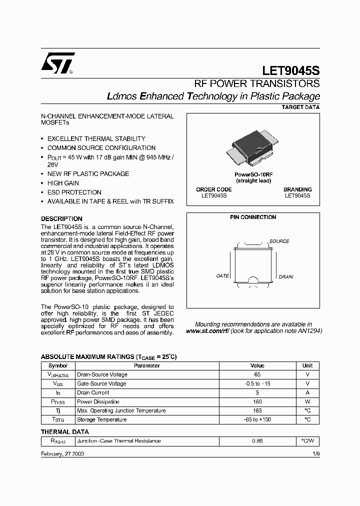 LET9045S_387363.PDF Datasheet