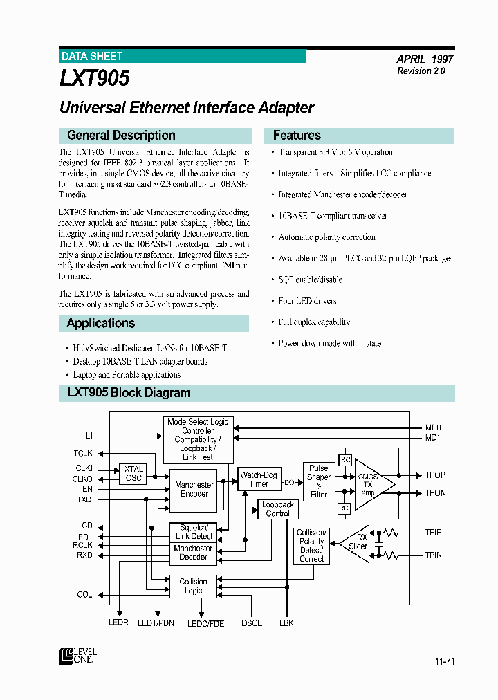 LXT905_402856.PDF Datasheet