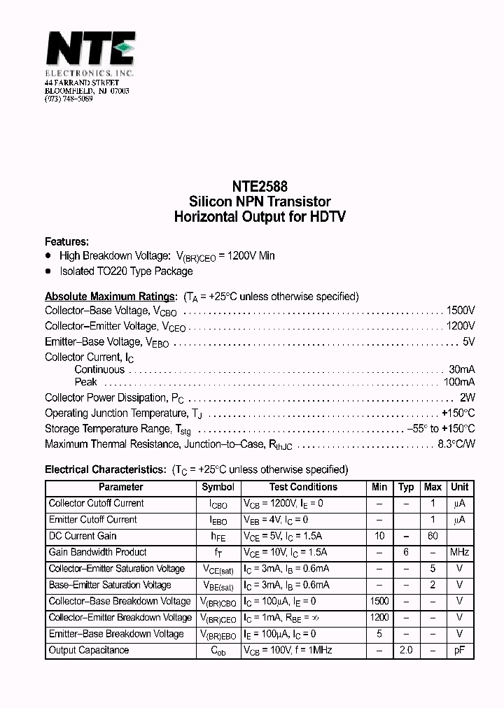NTE2588_432167.PDF Datasheet
