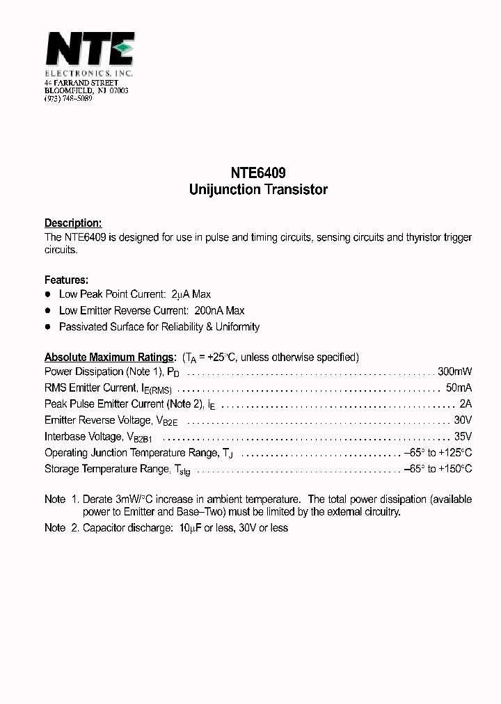 NTE6409_403813.PDF Datasheet