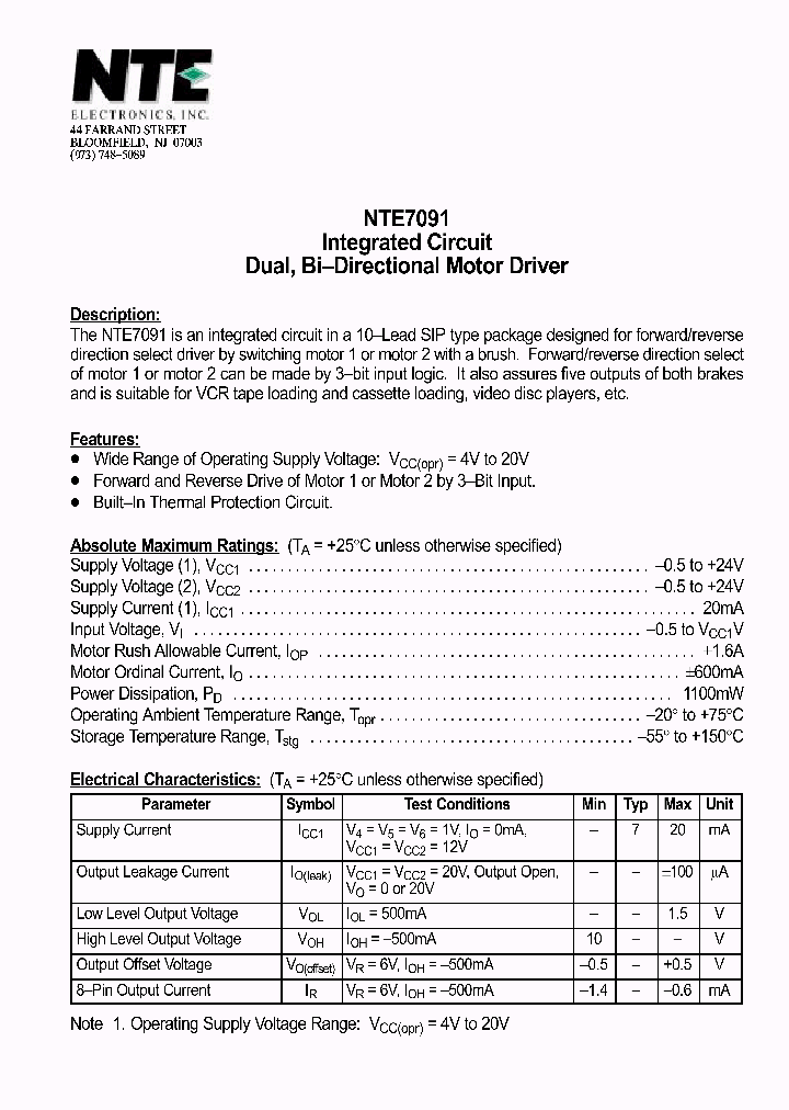 NTE7091_387053.PDF Datasheet