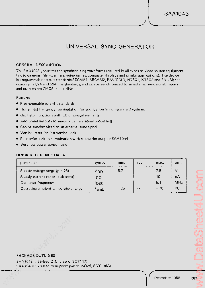 SAA1043_399169.PDF Datasheet