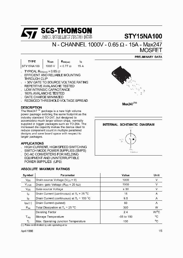 STY15NA100_403819.PDF Datasheet