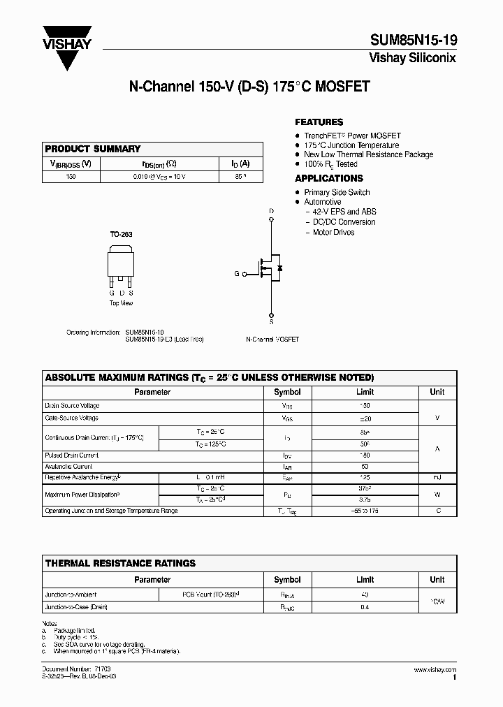 SUM85N15-19_391083.PDF Datasheet