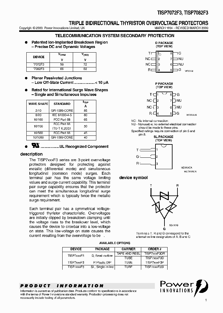 TISP7082F3SL_406325.PDF Datasheet