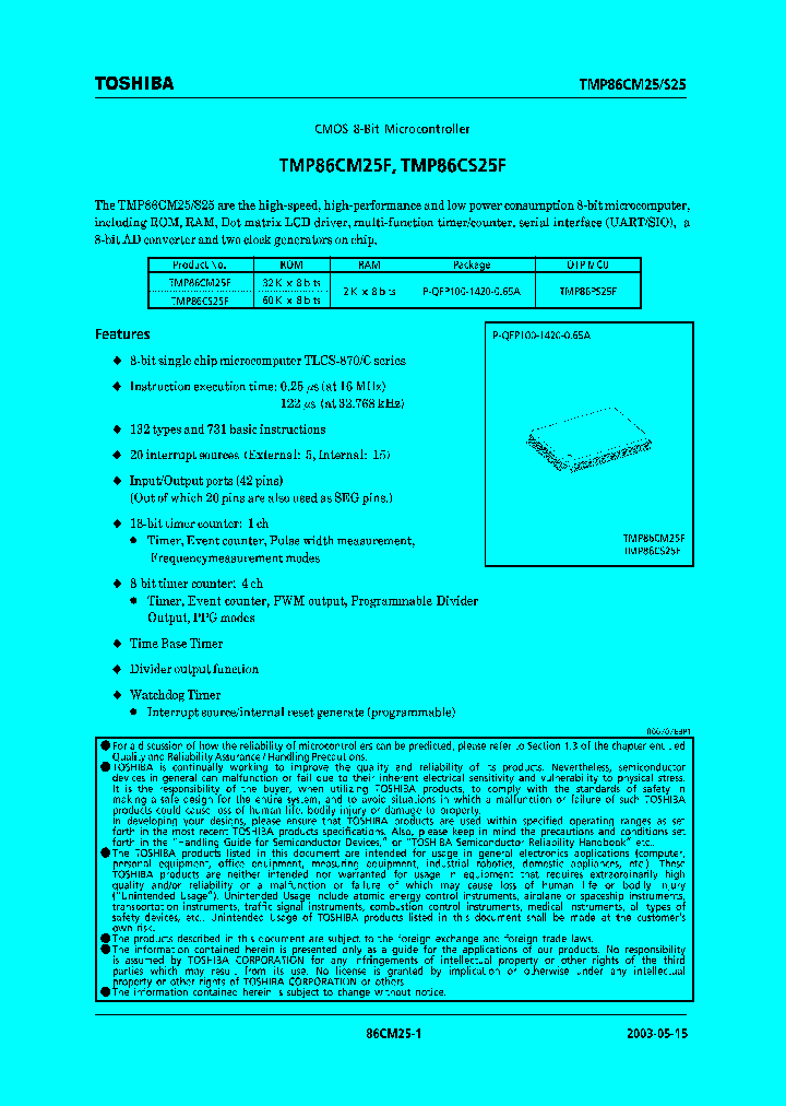 TMP86CM25F_421245.PDF Datasheet