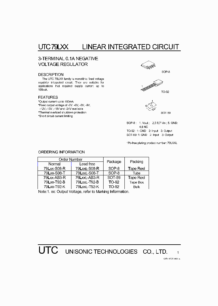 UTC79L05_420861.PDF Datasheet