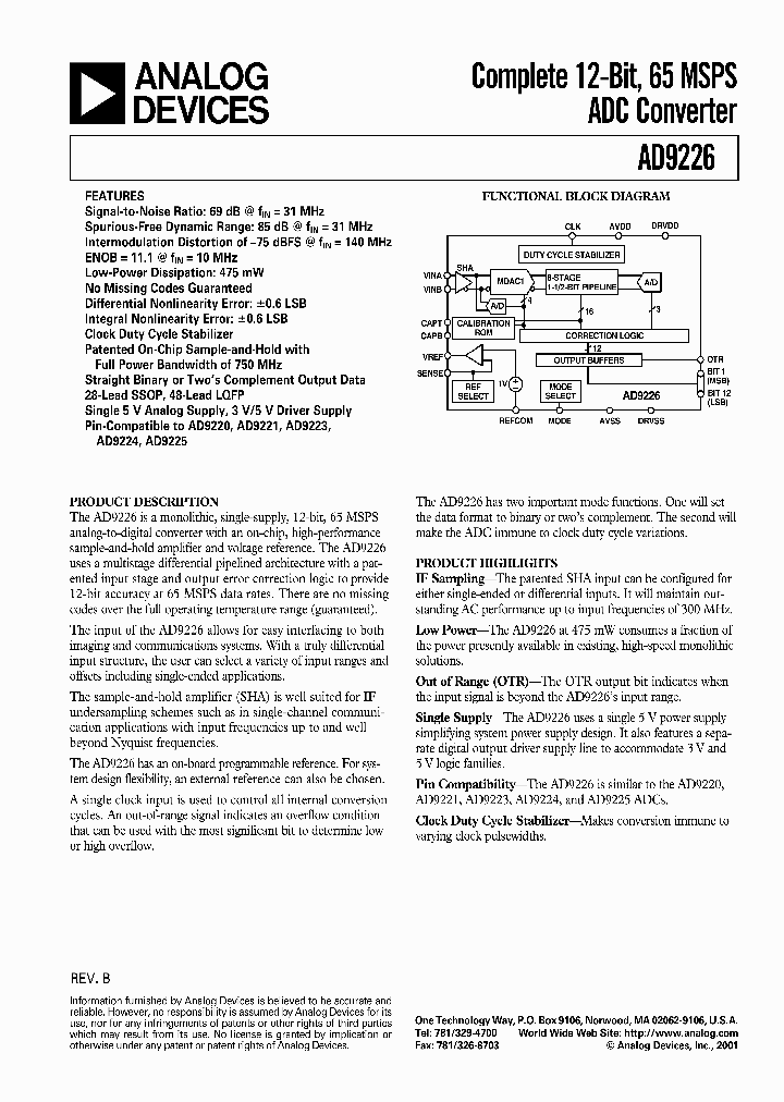 AD9226ARSZRL_481278.PDF Datasheet