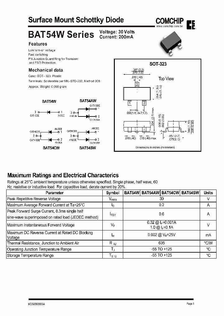 BAT54SW_403427.PDF Datasheet