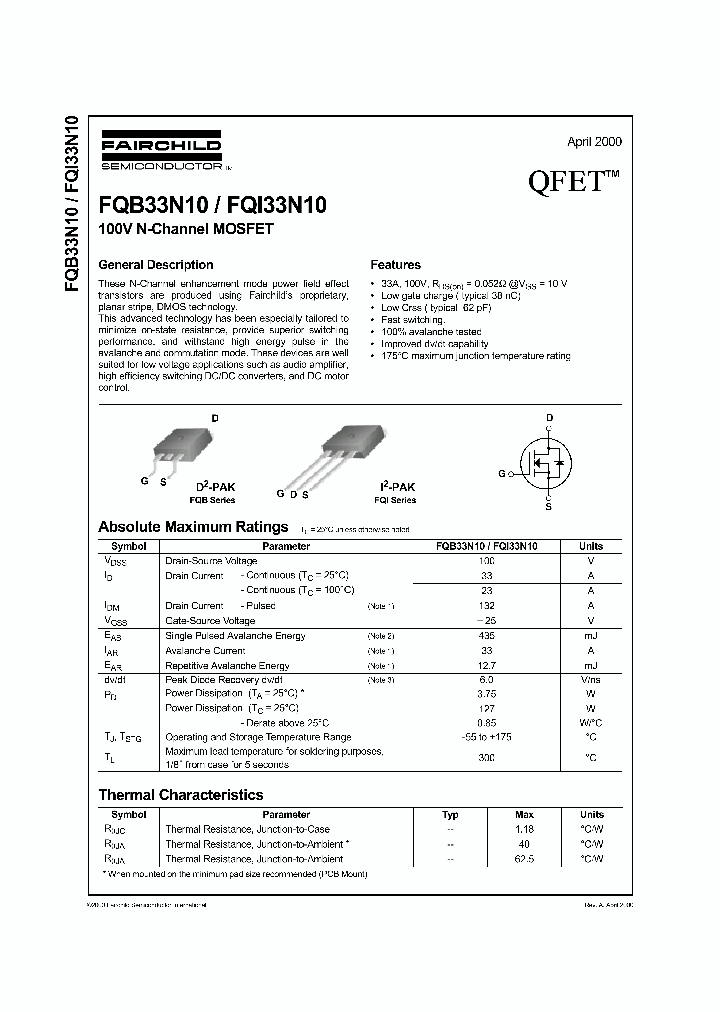 FQB33N10_469964.PDF Datasheet