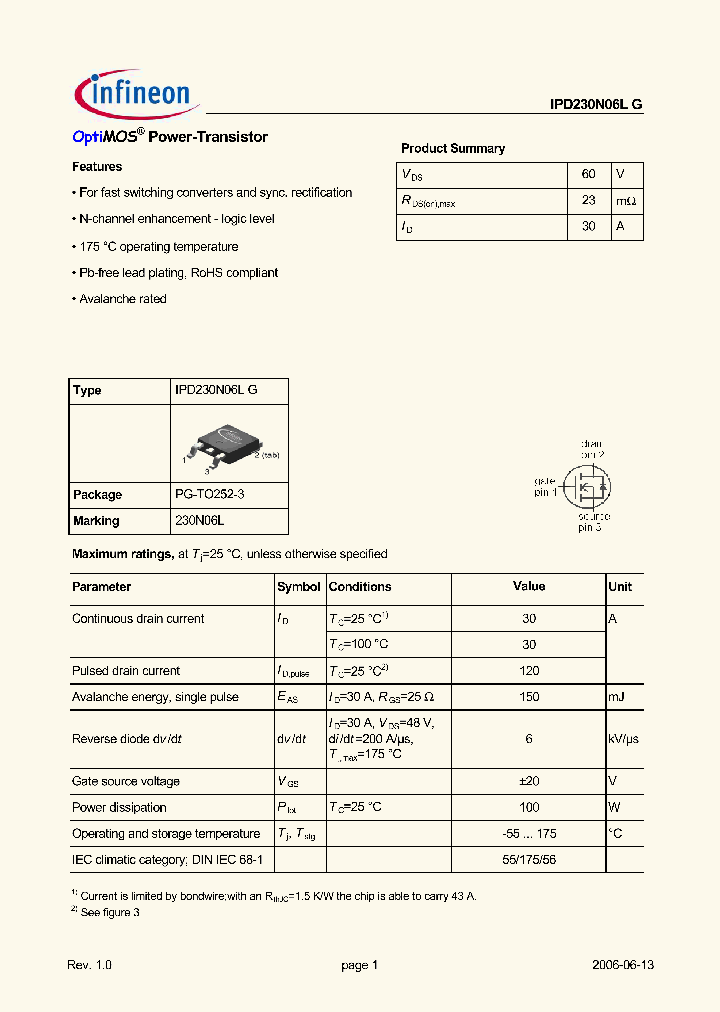 IPD230N06LG_453534.PDF Datasheet