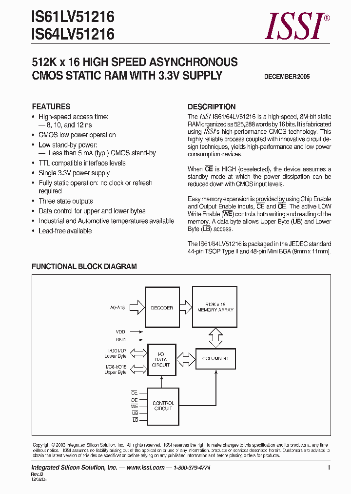 IS64LV51216_484426.PDF Datasheet