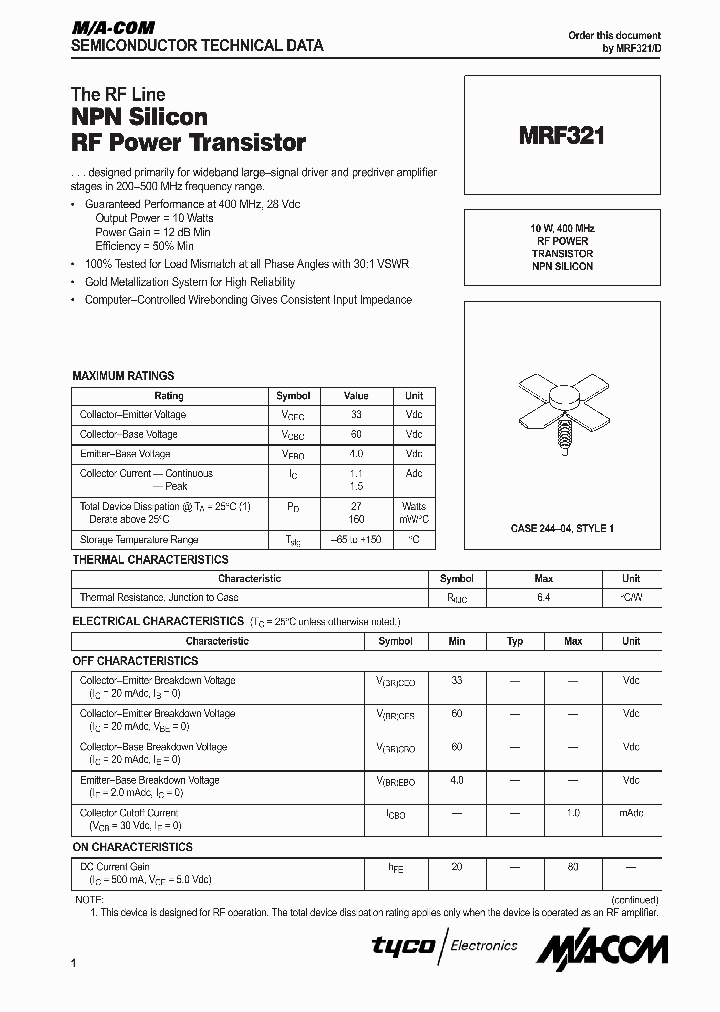 MRF321_465277.PDF Datasheet