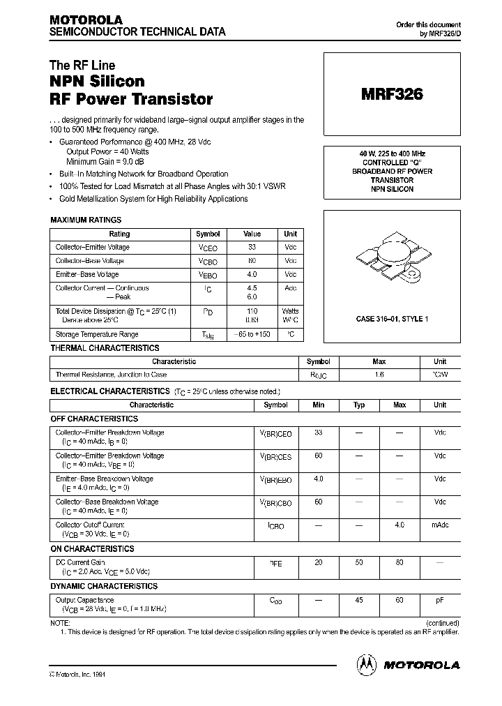 MRF326_465280.PDF Datasheet