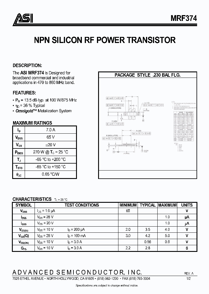 MRF374_468021.PDF Datasheet